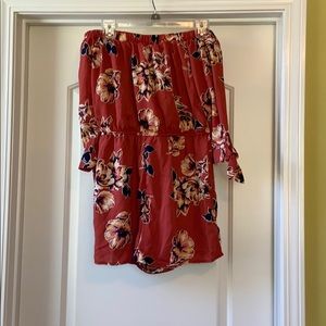 Floral off the shoulder romper